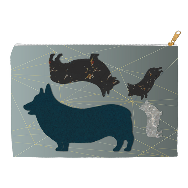 Modern Corgi Silhouette Accessory Pouches