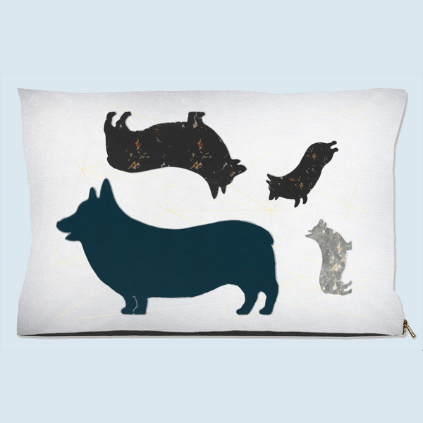 Modern Corgi Silhouettes Dog Beds (Weather Resistant & Fleece Option)
