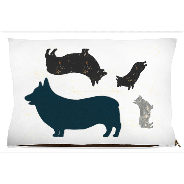 Modern Corgi Silhouettes Dog Beds (Weather Resistant & Fleece Option)