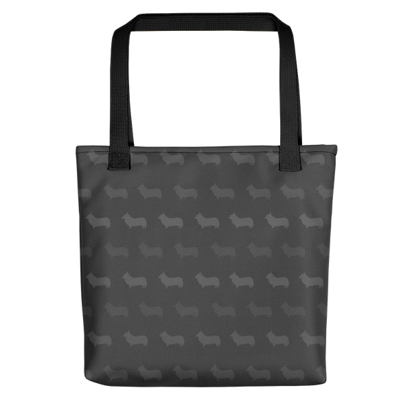 Corgi Pattern Tote bag (Dark Gray)