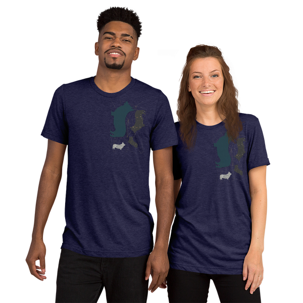 Unisex: Modern Corgi Silhouette Short Sleeve T-shirt