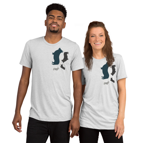 Unisex: Modern Corgi Silhouette Short Sleeve T-shirt