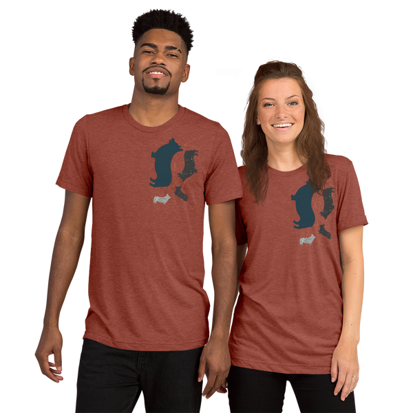 Unisex: Modern Corgi Silhouette Short Sleeve T-shirt