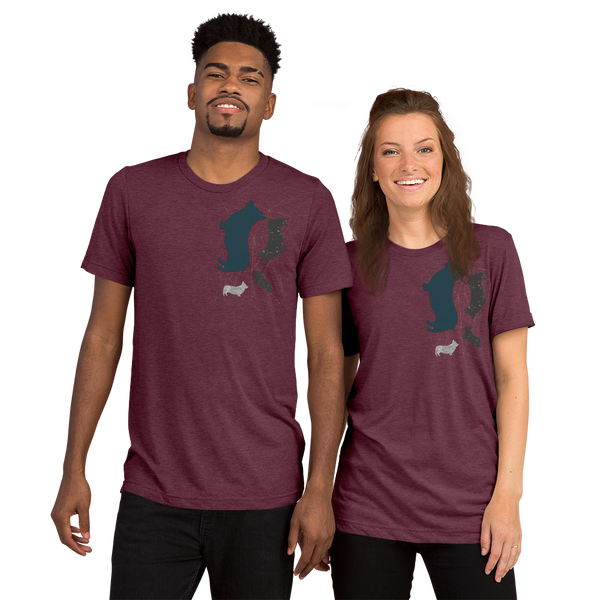 Unisex: Modern Corgi Silhouette Short Sleeve T-shirt