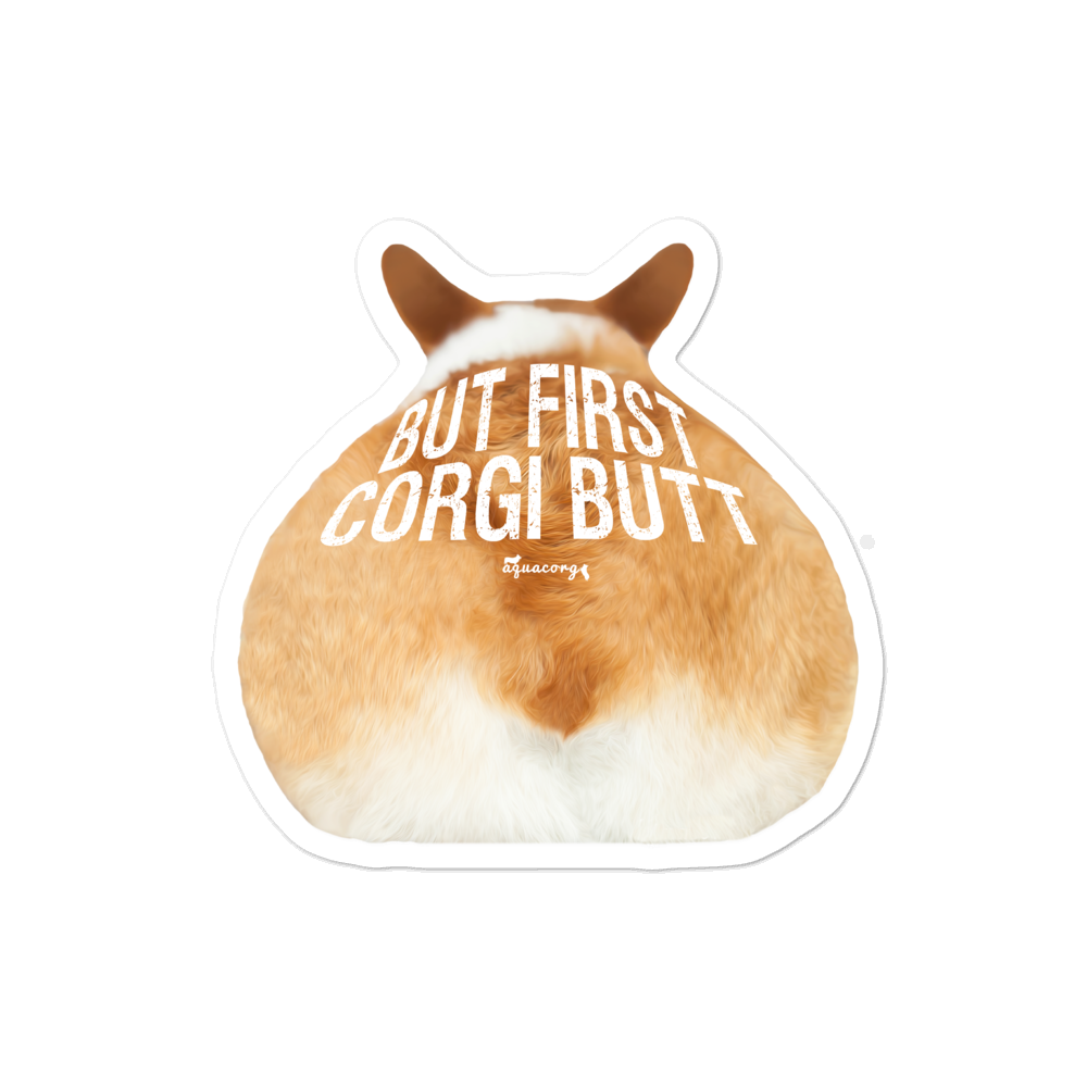 aquacorg : But First, Corgi Butt Premium Pillow