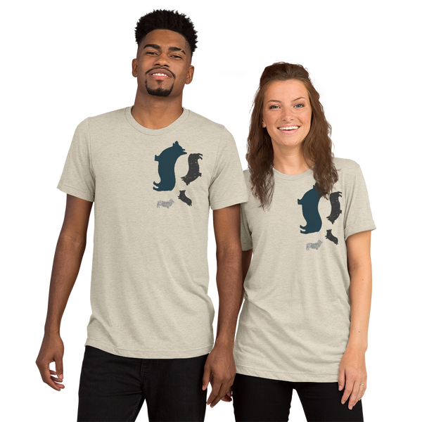 Unisex: Modern Corgi Silhouette Short Sleeve T-shirt