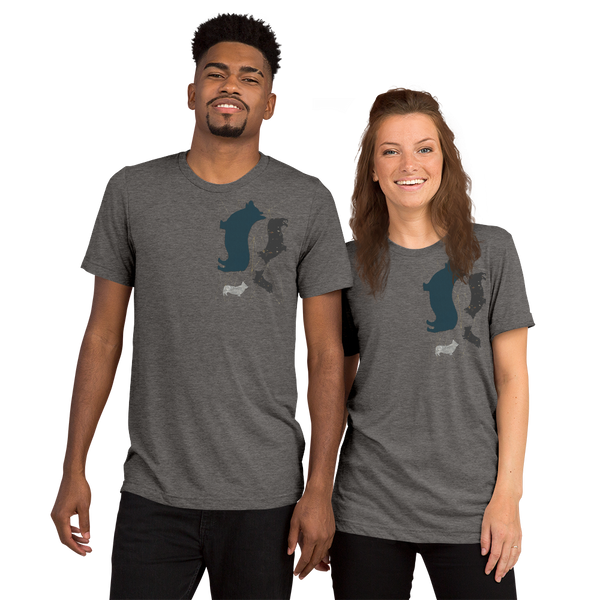 Unisex: Modern Corgi Silhouette Short Sleeve T-shirt