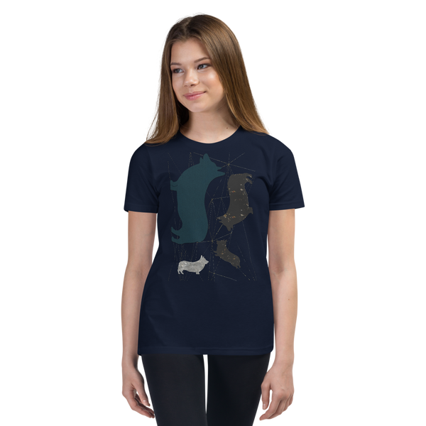 Youth: Modern Corgi Silhouette Short Sleeve T-Shirt