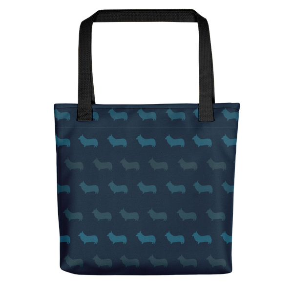 Corgi Pattern Tote bag (Navy)