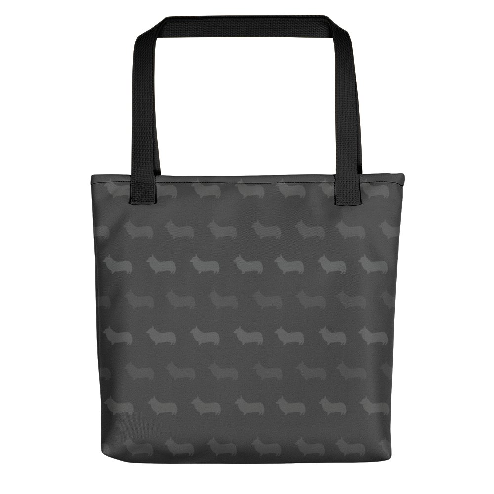 Corgi Pattern Tote bag (Dark Gray)