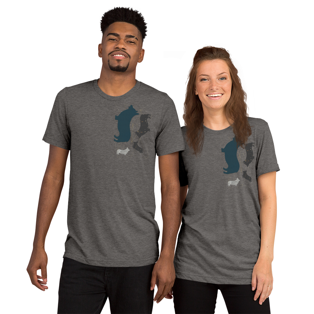 Unisex: Modern Corgi Silhouette Short Sleeve T-shirt